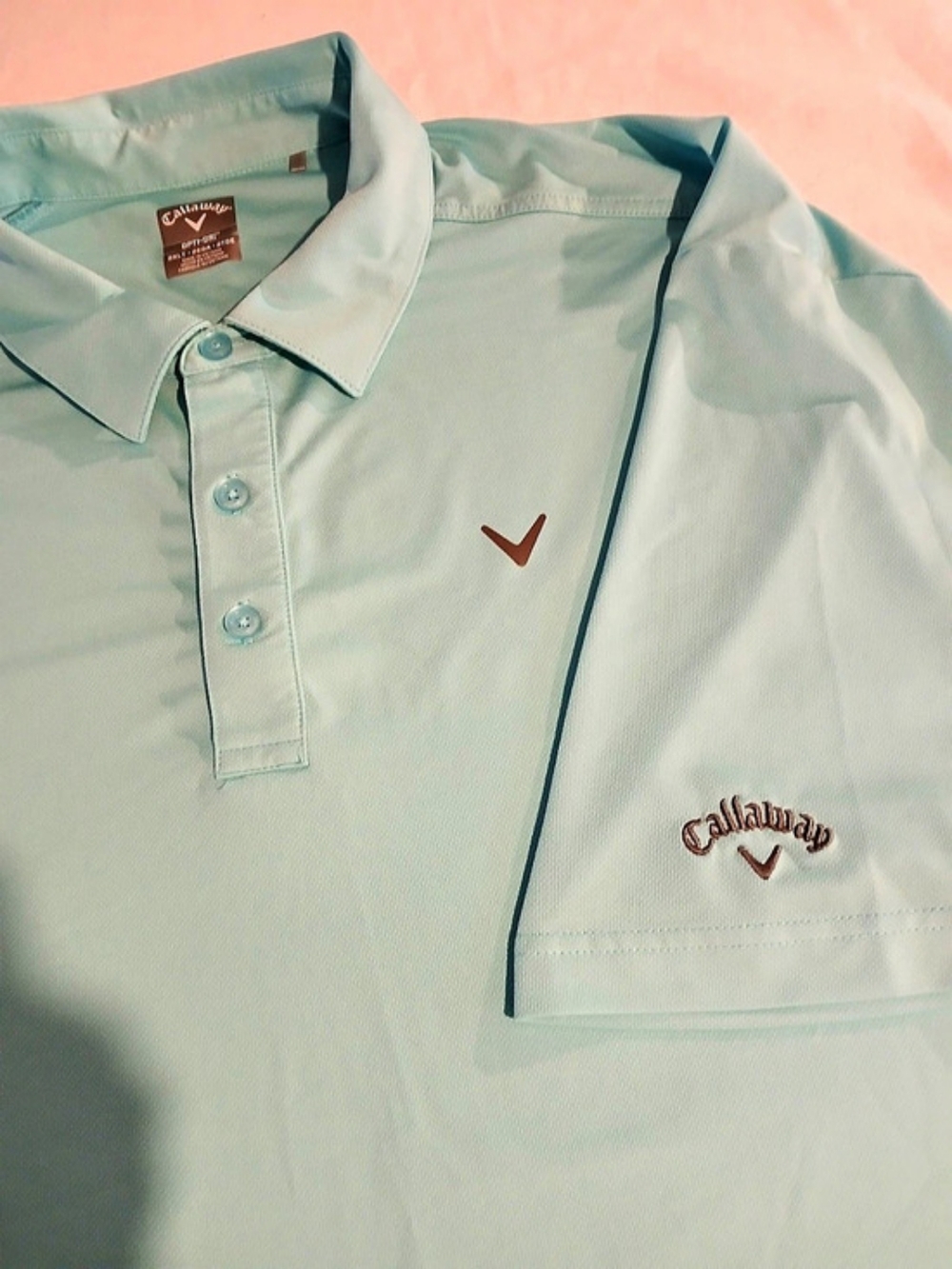 Callaway Opti-Dri Solid Short Sleeve Golf Polo Aqua 2XLT